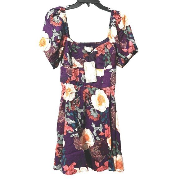 Band of the Free NWT Aimee Purple & Cream Floral Sweetheart Dress Sz Small Women - Picture 5 of 13